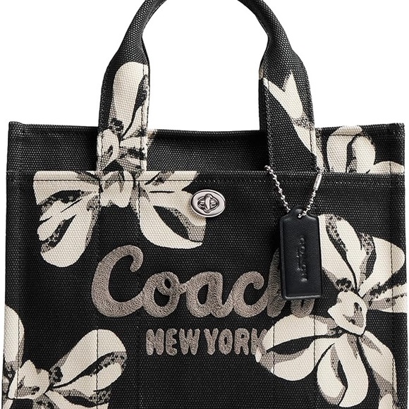 Coach Handbags - Coach Black and White Floral Tote Bag